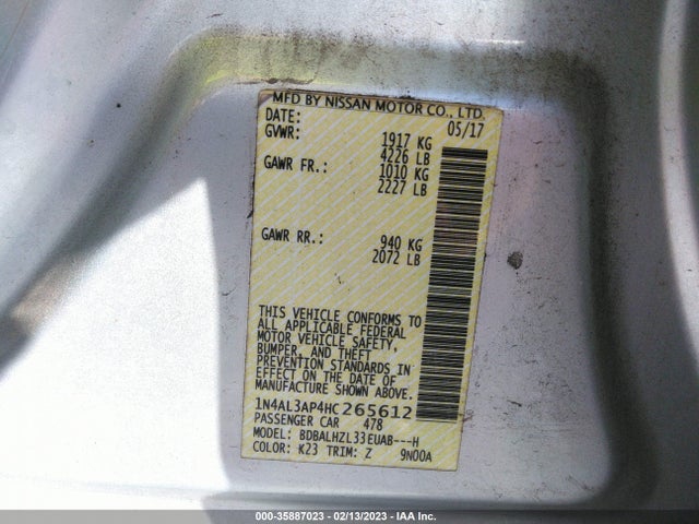 Nissan Altima 2.5 Sr 2017 1N4AL3AP4HC265612 Image 10