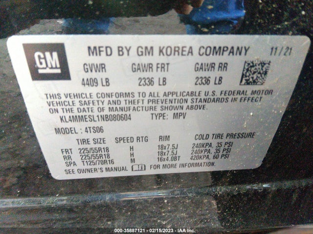 2022 Buick Encore, VIN: KL4MMESL1NB080604
