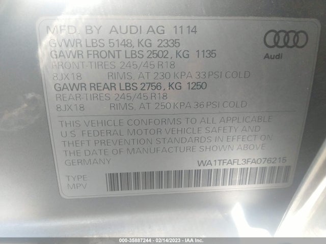 Audi Allroad Premium 2015 WA1TFAFL3FA076215 Image 9