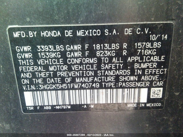 2015 Honda Fit, VIN: 3HGGK5H51FM740749