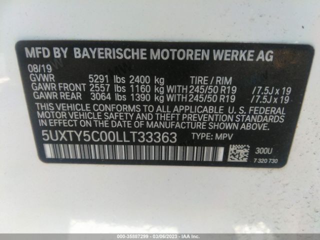 5UXTY5C00LLT33363 BMW X3 Xdrive30i