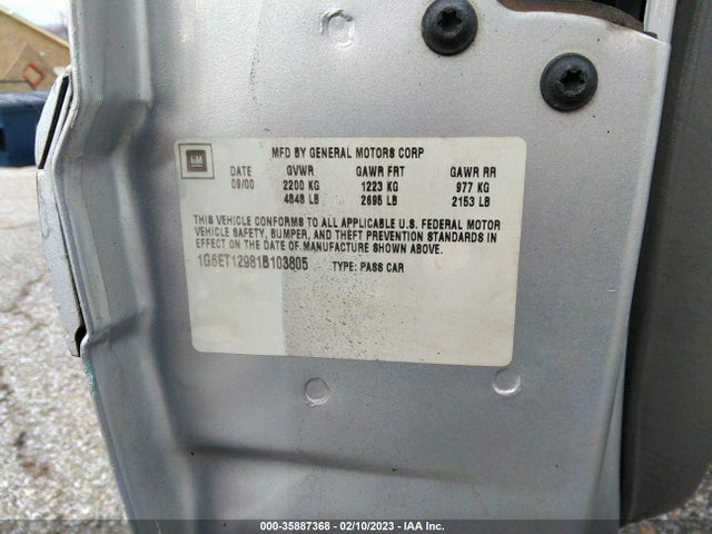 Cadillac Eldorado Touring Etc 2001 1G6ET12981B103805 Image 11