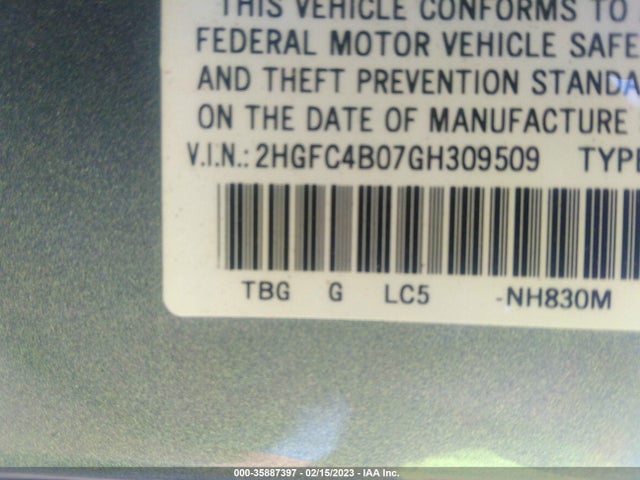 Honda Civic Coupe Lx-p 2016 2HGFC4B07GH309509 Image 9