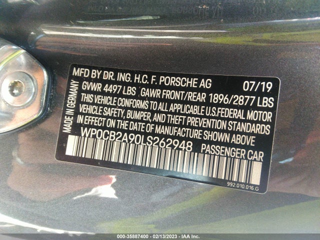 WP0CB2A90LS262948 Porsche 911 CARRERA