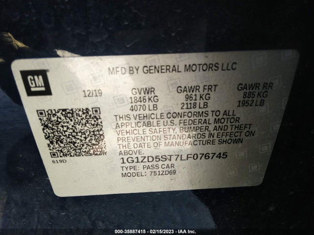 Chevrolet MALIBU LT 2020 1G1ZD5ST7LF076745 Image 9
