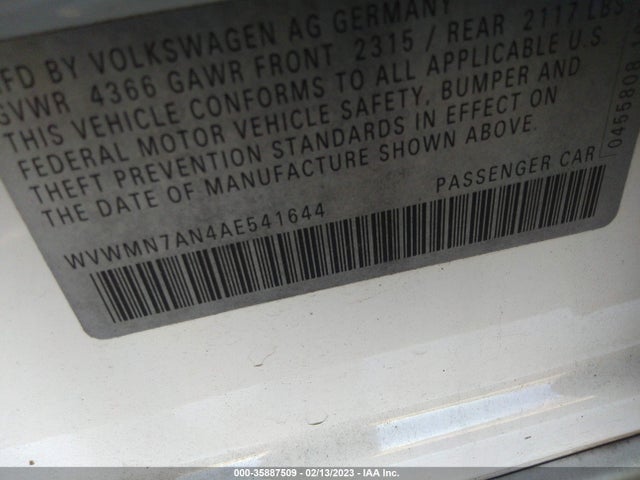Volkswagen CC 2010 WVWMN7AN4AE541644 Image 9
