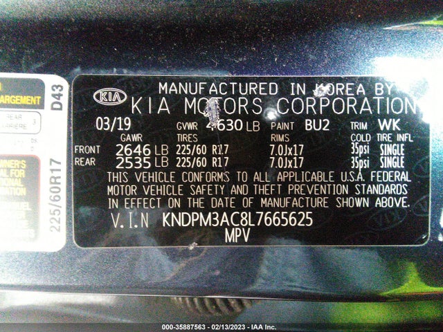 2020 KIA SPORTAGE LX VIN: KNDPM3AC8L7665625