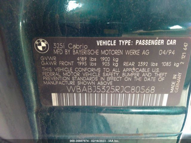 WBABJ5325RJC80568 BMW 325 Ic