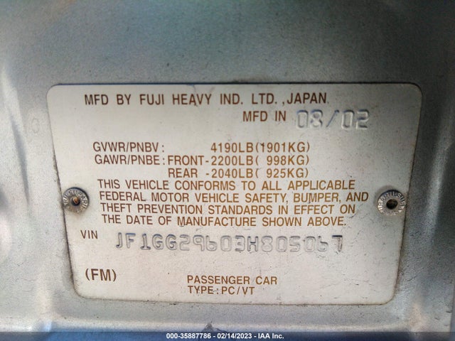 Subaru IMPREZA WAGON WRX 2003 JF1GG29603H805067 Image 11
