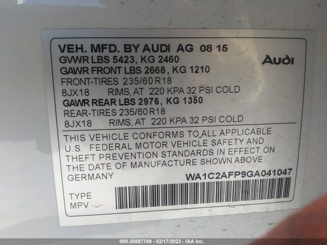 WA1C2AFP9GA041047 Audi Q5 PREMIUM
