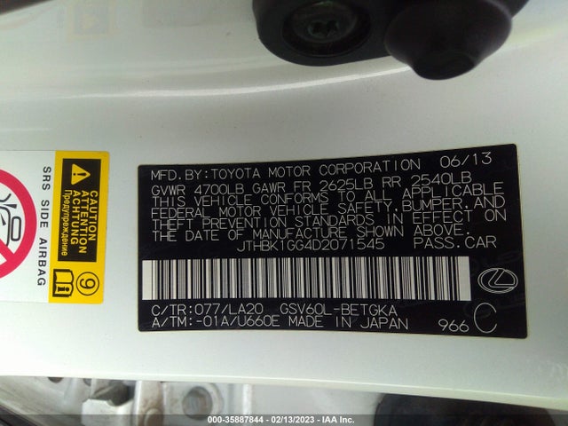 Lexus Es 350 4dr Sdn 2013 JTHBK1GG4D2071545 Image 9