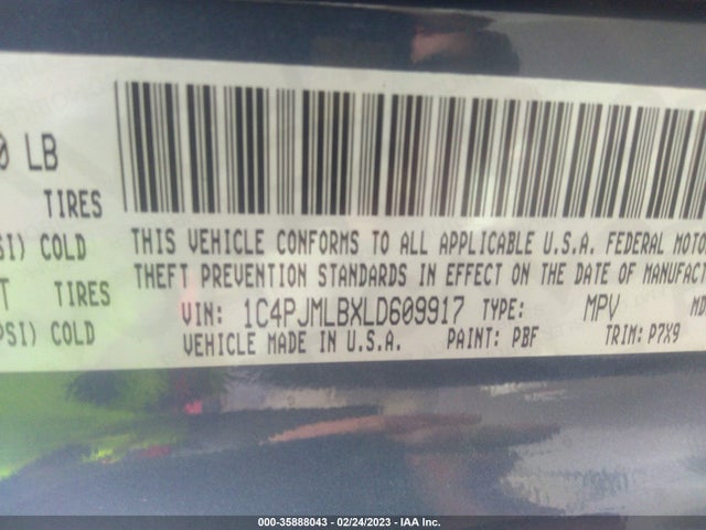 2020 JEEP CHEROKEE LATITUDE PLUS VIN: 1C4PJMLBXLD609917