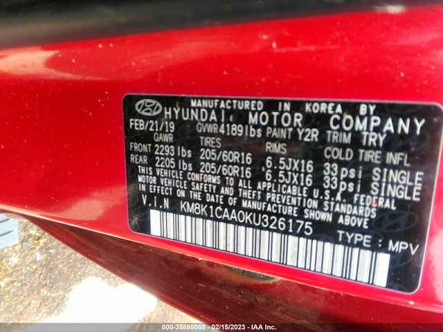 Hyundai Kona Se 2019 KM8K1CAA0KU326175 Image 9