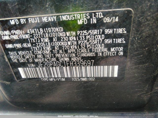 JF2GPAGC1EH339697 Subaru Xv Crosstrek Limited