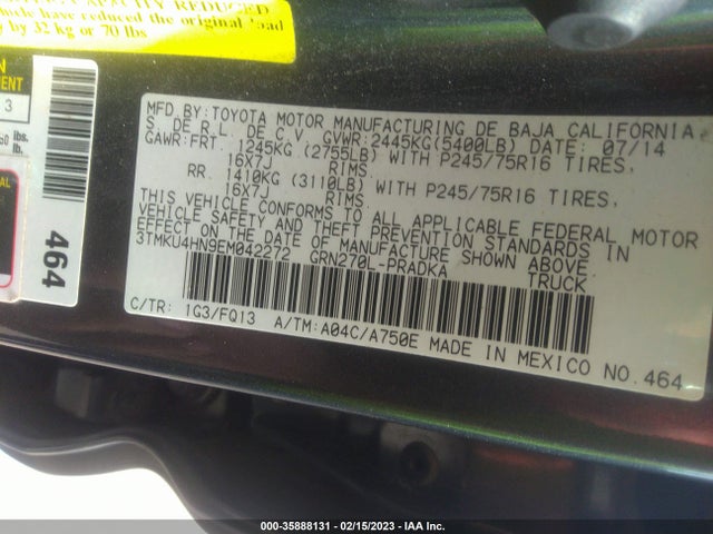 Toyota Tacoma Prerunner 2014 3TMKU4HN9EM042272 Image 9