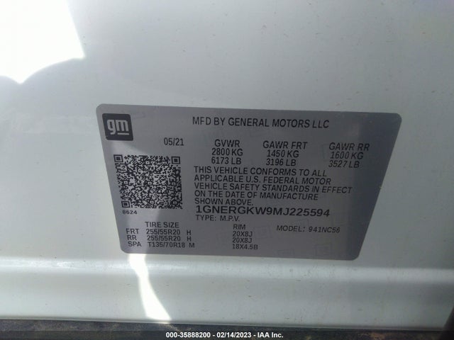 Chevrolet Traverse Lt Cloth 2021 1GNERGKW9MJ225594 Image 10