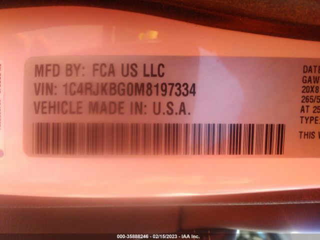 1C4RJKBG0M8197334 Jeep Grand Cherokee L Limited