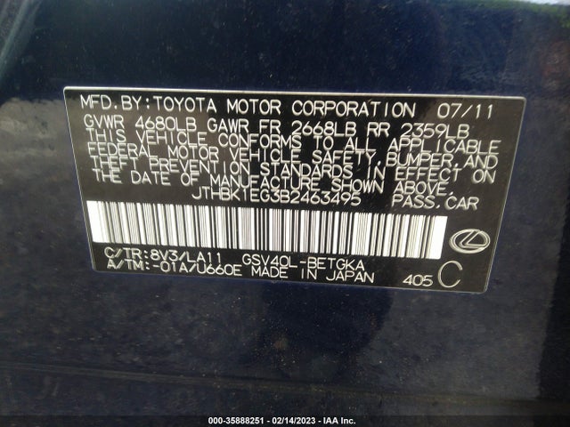 JTHBK1EG3B2463495 Lexus ES 350