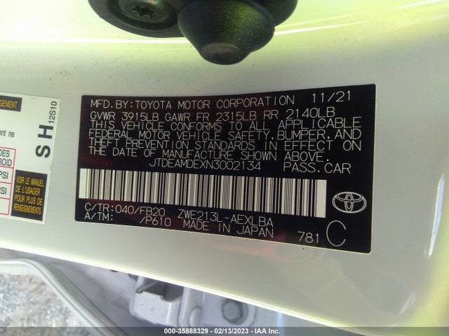 Toyota Corolla Hybrid Le 2022 JTDEAMDEXN3002134 Image 9