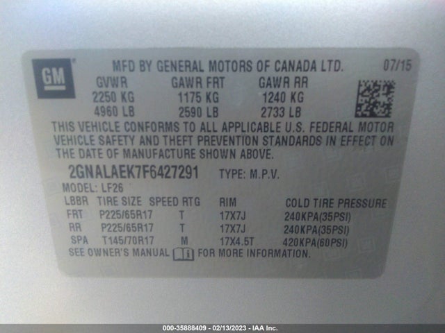 Chevrolet EQUINOX LS 2015 2GNALAEK7F6427291 Image 10