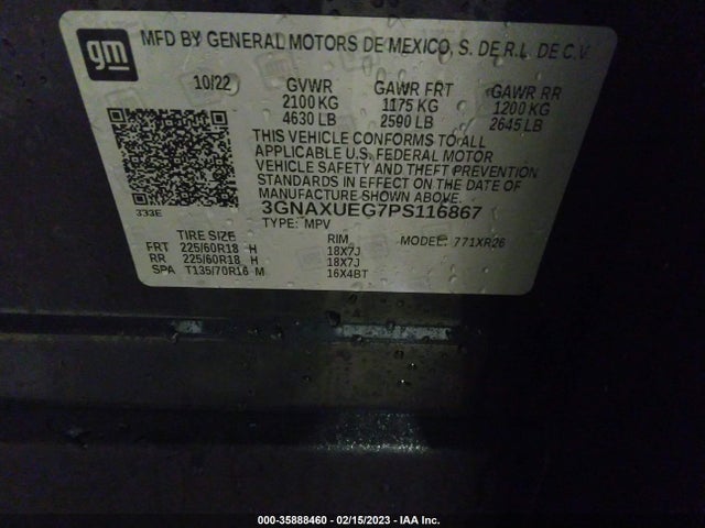 Chevrolet EQUINOX LT 2023 3GNAXUEG7PS116867 Image 9