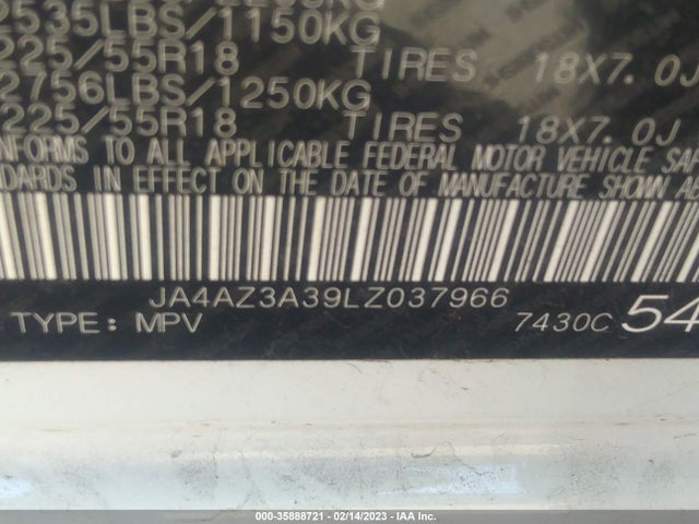 JA4AZ3A39LZ037966 Mitsubishi Outlander Es/se/sel/le/sp