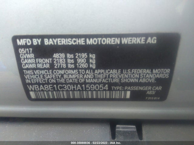 BMW 3 Series 330e Iperformance 2017 WBA8E1C30HA159054 Image 9