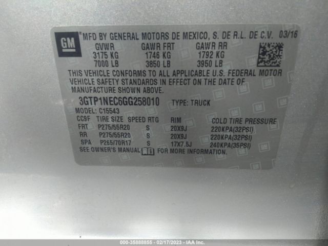 3GTP1NEC6GG258010 GMC Sierra 1500 Slt