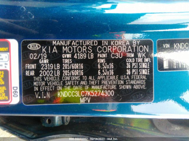 KNDCC3LC7K5274300 KIA NIRO EX