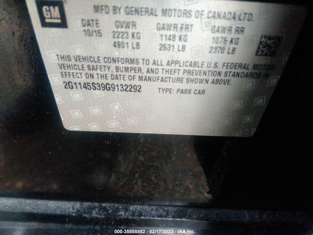 Chevrolet IMPALA LTZ 2016 2G1145S39G9132292 Image 10