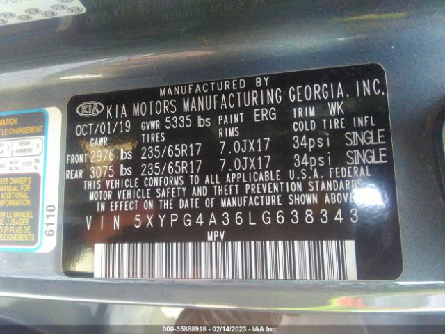 5XYPG4A36LG638343 KIA SORENTO L