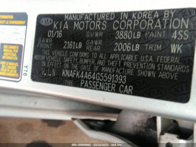 KNAFK4A64G5591393 KIA FORTE LX