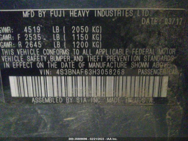 4S3BNAF63H3058268 Subaru Legacy Premium