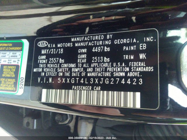 5XXGT4L3XJG274423 KIA Optima Lx