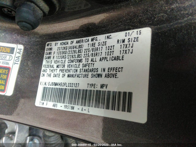 Honda CR-V EX 2015 5J6RM4H50FL032127 Image 9