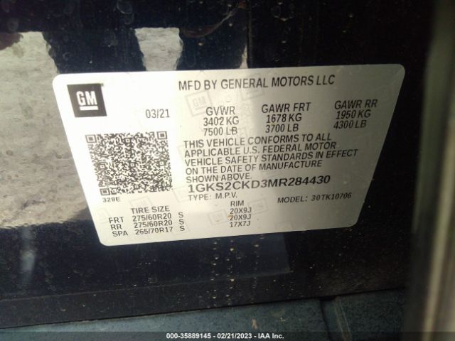 1GKS2CKD3MR284430 GMC Yukon At4