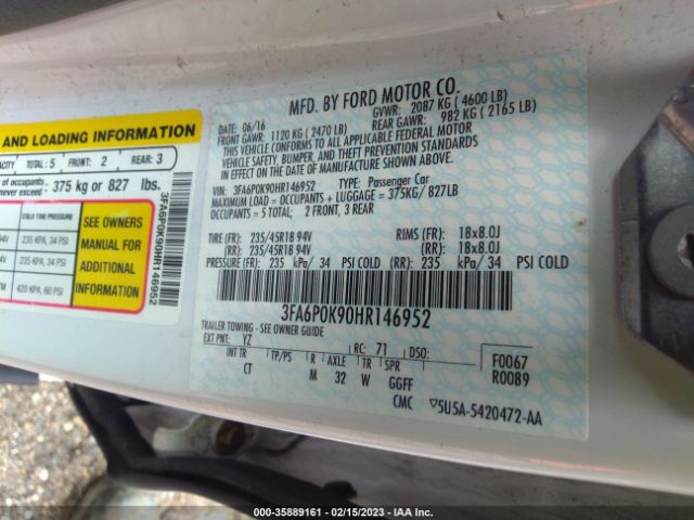 3FA6P0K90HR146952 Ford Fusion Titanium/platinum