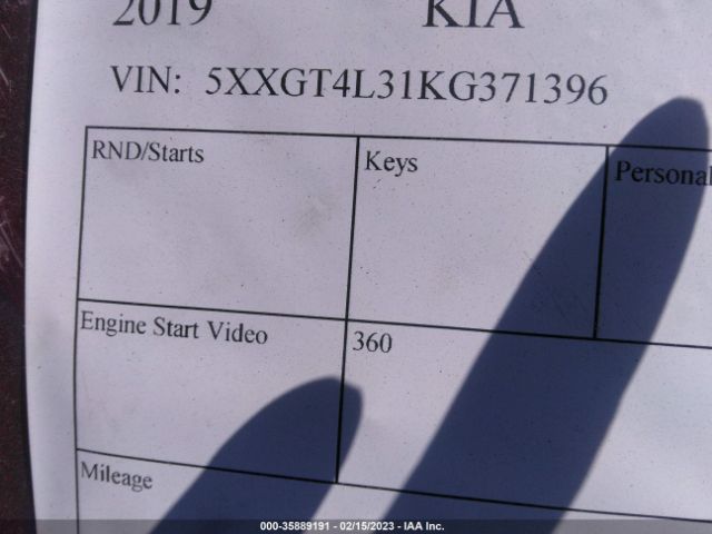 5XXGT4L31KG371396 KIA Optima S