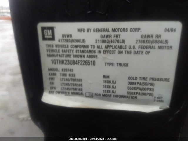 GMC Sierra 2500hd Sle 2004 1GTHK23U84F226510 Image 10