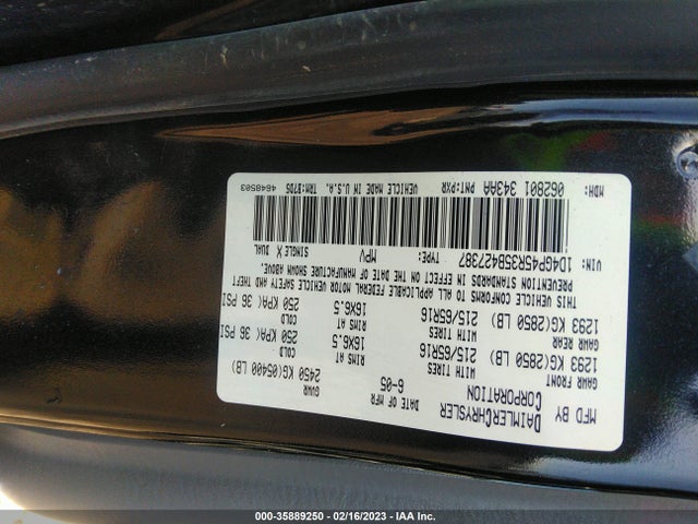 2005 DODGE CARAVAN SXT VIN: 1D4GP45R35B427387