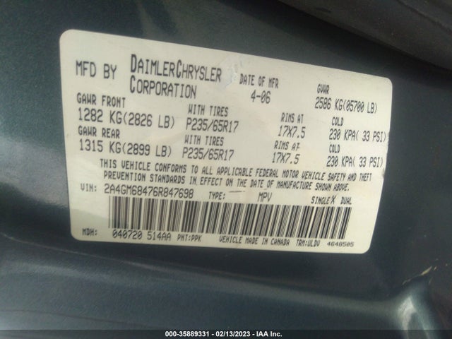 Chrysler Pacifica Touring 2006 2A4GM68476R847698 Image 10