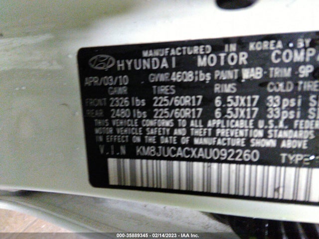 Hyundai TUCSON GLS 2010 KM8JUCACXAU092260 Image 10