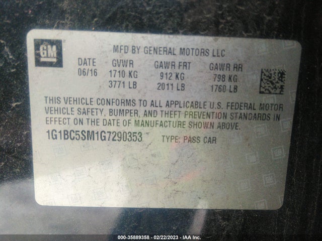 Chevrolet CRUZE LS 2016 1G1BC5SM1G7290353 Image 10