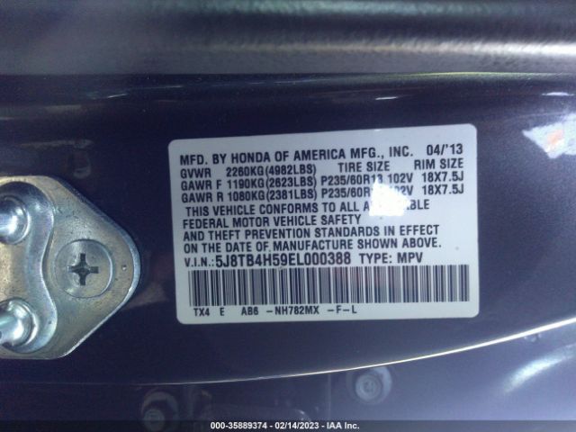 5J8TB4H59EL000388 Acura Rdx Tech Pkg