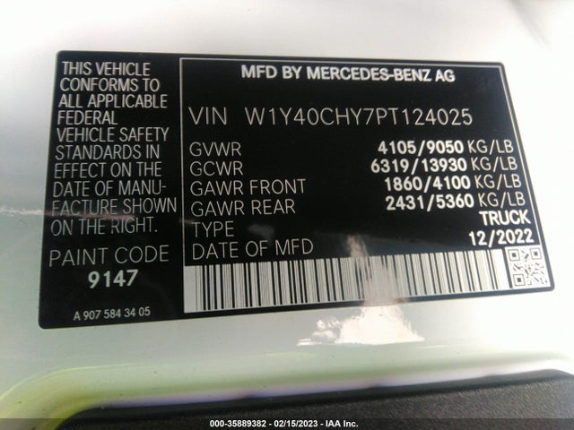 2023 Mercedes-Benz Sprinter, VIN: W1Y40CHY7PT124025