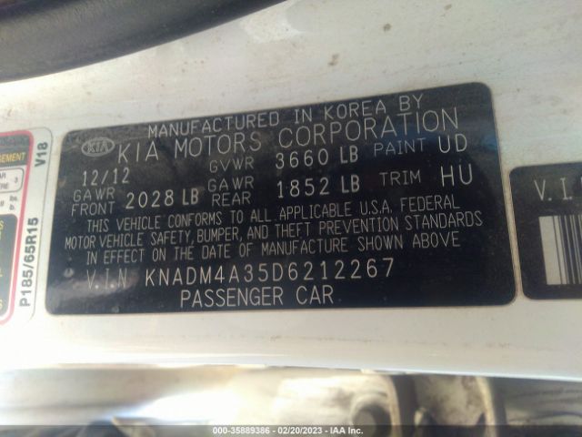 KNADM4A35D6212267 KIA RIO LX