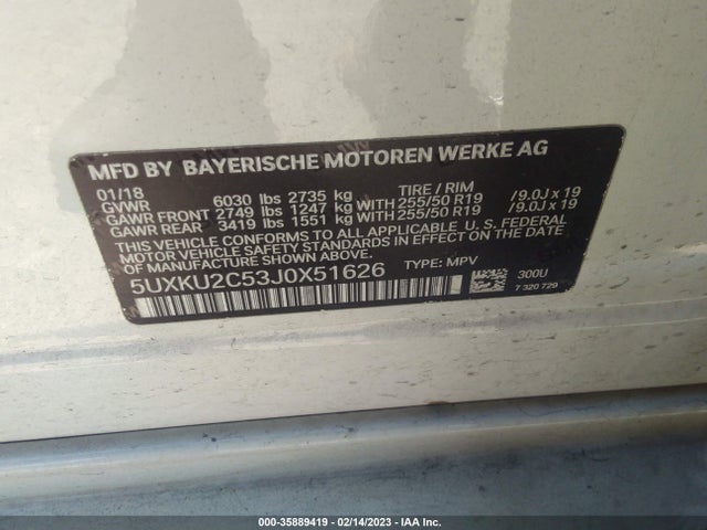 2018 BMW X6, VIN: 5UXKU2C53J0X51626