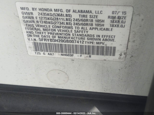 Acura MDX 2016 5FRYD3H20GB007412 Image 9