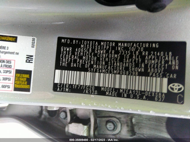 Toyota Corolla Se Nightshade Edition 2021 5YFS4MCE5MP068298 Image 9