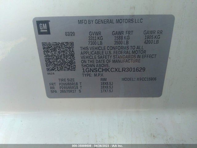 Chevrolet Suburban Lt 2020 1GNSCHKCXLR301629 Image 9